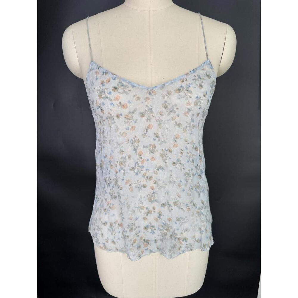 Dorothee Schumacher Women's Blue Silk Camisole Top Blouse Sheer Small